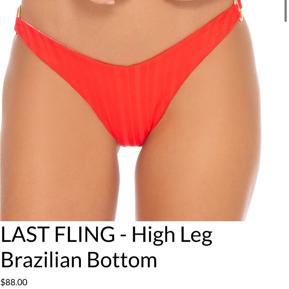 Luli Fama Red Ribbed Triangle Bikini Set - Picture 4 of 4